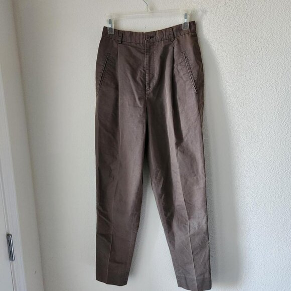 CALVIN KLEIN Vintage women brown taupe trousers Sz 6 High Waist Ankle Length - Picture 1 of 8